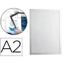 MARCO PORTA ANUNCIOS DURABLE MAGNETICO DIN A2 DORSO ADHESIVO REMOVIBLE COLOR PLATA 639X465 MM