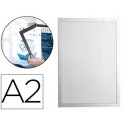 MARCO PORTA ANUNCIOS DURABLE MAGNETICO DIN A2 DORSO ADHESIVO REMOVIBLE COLOR PLATA 639X465 MM