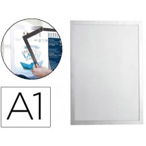 MARCO PORTA ANUNCIOS DURABLE MAGNETICO DIN A1 DORSO ADHESIVO REMOVIBLE COLOR PLATA 886X639 MM