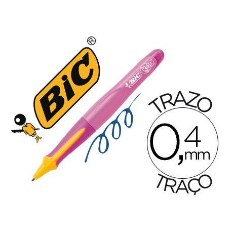 BOLIGRAFO BIC KIDS BP TWIST NIÑA TINTA ACEITE COLOR AZUL PUNTA DE 1 MM COLOR CUERPO ROSA