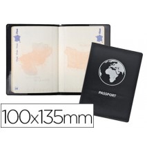 FUNDA PASAPORTE EXACOMPTA DOBLE SOLAPA NEGRO 100X135 MM