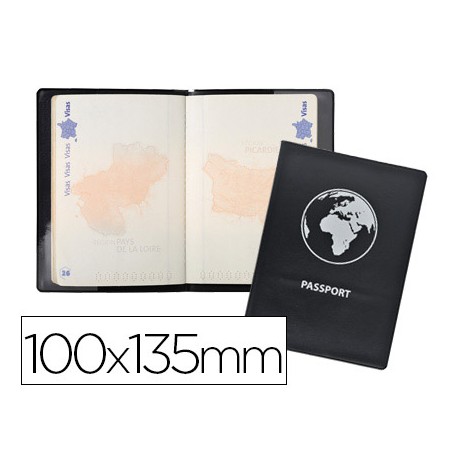 FUNDA PASAPORTE EXACOMPTA DOBLE SOLAPA NEGRO 100X135 MM