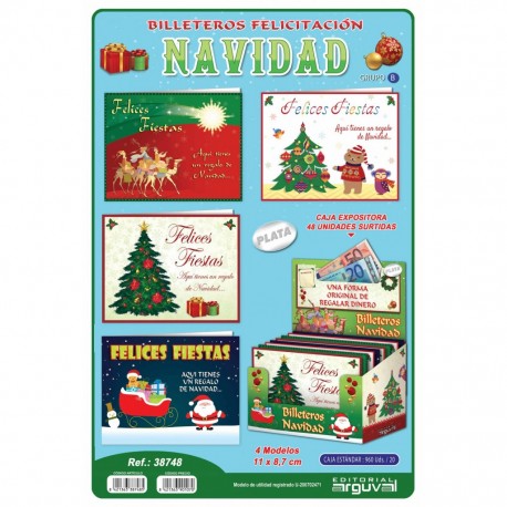 SOBRE BILLETERO ARGUVAL NAVIDAD PLATA