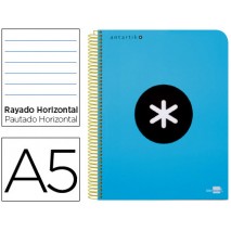 BLOC ESPIRAL LIDERPAPEL A5 MICRO ANTARTIK TAPA POLIPROPI LENO 120 H 100G HORIZONTAL 5 BANDAS 6 TALAD