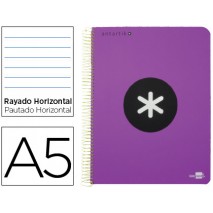 BLOC ESPIRAL LIDERPAPEL A5 MICRO ANTARTIK TAPA POLIPROPI LENO 120 H 100G HORIZONTAL 5 BANDAS 6 TALAD