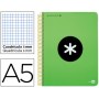 BLOC ESPIRAL LIDERPAPEL A5 MICRO ANTARTIK TAPA POLIPROPILENO 120 H 100G CUADRO 5MM 5BANDAS 6T VERDE