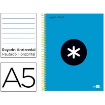 BLOC ESPIRAL LIDERPAPEL A5 MICRO ANTARTIK TAPA FORRADA 120 H 100G HORIZONTAL 5 BANDAS 6 TALADROS COL