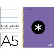BLOC ESPIRAL LIDERPAPEL A5 MICRO ANTARTIK TAPA FORRADA 120 H 100G HORIZONTAL 5 BANDAS6 TALADROS COLO