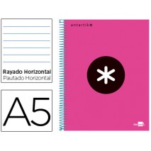 BLOC ESPIRAL LIDERPAPEL A5 MICRO ANTARTIK TAPA FORRADA 120 H 100G HORIZONTAL 5 BANDAS 6 TALADROS COL