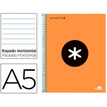 BLOC ESPIRAL LIDERPAPEL A5 MICRO ANTARTIK TAPA FORRADA 120 H 100G HORIZONTAL 5 BANDAS6 TALADROS COLO