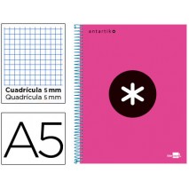 BLOC ESPIRAL LIDERPAPEL A5 MICRO ANTARTIK TAPA FORRADA 120 H 100G CUADRO 5 MM 5 BANDAS 6 TALADROS CO