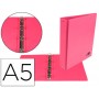 CARPETA DE 4 ANILLAS 25 MM MIXTAS LIDERPAPEL A5 CARTON FORRADO PVC FUCSIA