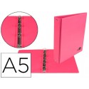 CARPETA DE 4 ANILLAS 25 MM MIXTAS LIDERPAPEL A5 CARTON FORRADO PVC FUCSIA