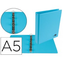 CARPETA DE 4 ANILLAS 25 MM MIXTAS LIDERPAPEL A5 CARTON FORRADO PVC AZUL