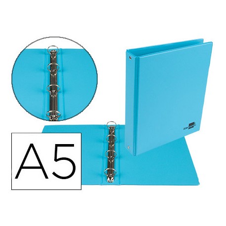 CARPETA DE 4 ANILLAS 25 MM MIXTAS LIDERPAPEL A5 CARTON FORRADO PVC AZUL