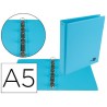 CARPETA DE 4 ANILLAS 25 MM MIXTAS LIDERPAPEL A5 CARTON FORRADO PVC AZUL