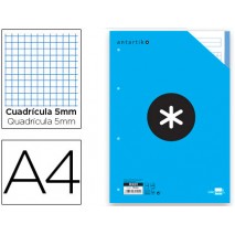 RECAMBIO LIDERPAPEL A4 100 HOJAS 100G/M2 CUADRO 5 MM 4 TALADROS BANDAS DE 5 COLORES ANTARTIK