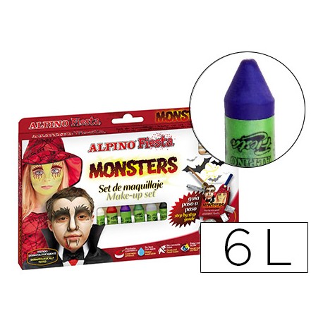 BARRA MAQUILLAJE ALPINO MONSTERS 6 COLORES SURTIDOS
