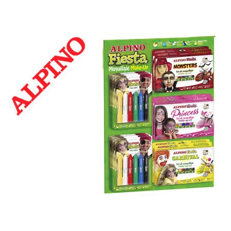 BARRA MAQUILLAJE ALPINO FIESTA EXPOSITOR DE 18 SETS SURTIDOS