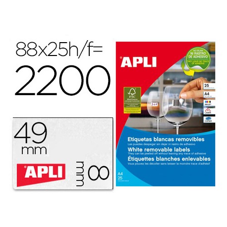 ETIQUETA ADHESIVA APLI REMOVIBLE 10314 ESPECIAL JOYERIA 45X8 MM FOTOCOPIADORA LASER INK-JET CAJA CON