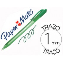 BOLIGRAFO PAPER MATE INKJOY 100 RETRACTIL PUNTA MEDIA VERDE