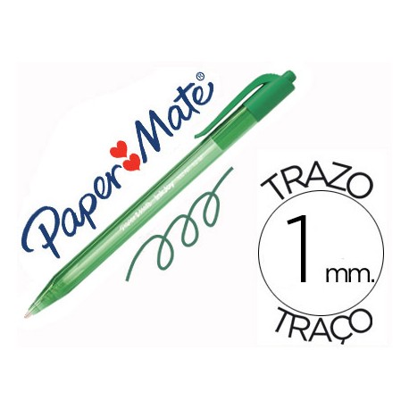 BOLIGRAFO PAPER MATE INKJOY 100 RETRACTIL PUNTA MEDIA VERDE