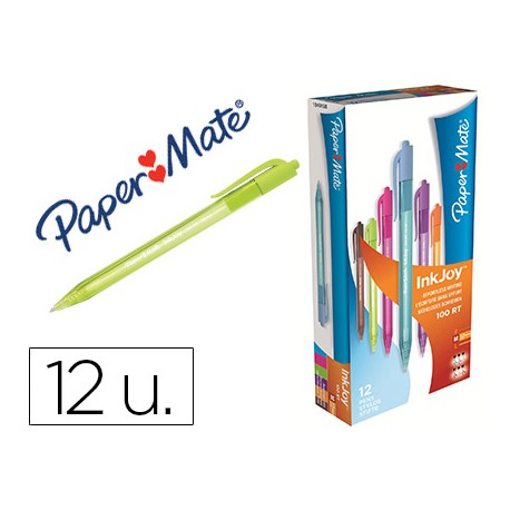 BOLIGRAFO PAPER MATE INKJOY 100 RETRACTIL PUNTA MEDIA COLORES SURTIDOS