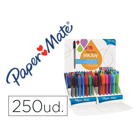 BOLIGRAFO PAPER MATE INKJOY 100 PUNTA MEDIA EXPOSITOR DE 250 UNIDADES