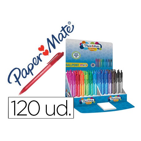 BOLIGRAFO PAPER MATE INKJOY 100 RETRACTIL MINI PUNTA MEDIA EXPOSITOR DE 120 UNIDADES