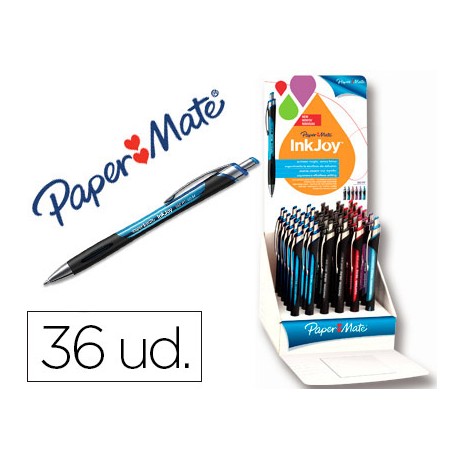 BOLIGRAFO PAPER MATE INKJOY 550 RETRACTIL CLIP METALICO PUNTA MEDIA TRAZO 1 MM EXPOSITOR DE 36 UNIDA
