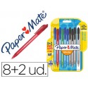 BOLIGRAFO PAPER MATE INKJOY 100 RETRACTIL PUNTA MEDIA TRAZO 1 MM PACK 8 + 2 UNIDADES COLORES SURTIDO