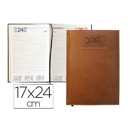 AGENDA ENCUADERNADA LIDERPAPEL CRETA 17X24 CM 2016 DIA PAGINA COLOR MARRON PAPEL 70G