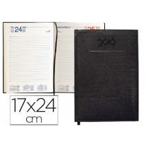AGENDA ENCUADERNADA LIDERPAPEL CRETA 17X24 CM 2016 DIA PAGINA COLOR NEGRO PAPEL 70 GRS
