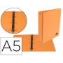 CARPETA DE 4 ANILLAS 25 MM MIXTAS LIDERPAPEL A5 CARTON FORRADO PVC NARANJA