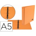 CARPETA DE 4 ANILLAS 25 MM MIXTAS LIDERPAPEL A5 CARTON FORRADO PVC NARANJA