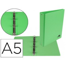 CARPETA DE 4 ANILLAS 25 MM MIXTAS LIDERPAPEL A5 CARTON FORRADO PVC VERDE