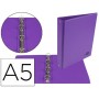 CARPETA DE 4 ANILLAS 25 MM MIXTAS LIDERPAPEL A5 CARTON FORRADO PVC VIOLETA