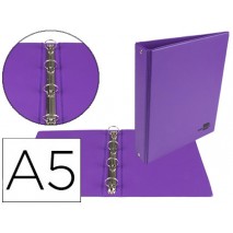 CARPETA DE 4 ANILLAS 25 MM MIXTAS LIDERPAPEL A5 CARTON FORRADO PVC VIOLETA