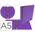 CARPETA DE 4 ANILLAS 25 MM MIXTAS LIDERPAPEL A5 CARTON FORRADO PVC VIOLETA