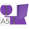 CARPETA DE 4 ANILLAS 25 MM MIXTAS LIDERPAPEL A5 CARTON FORRADO PVC VIOLETA