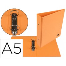 CARPETA DE 4 ANILLAS 40 MM MIXTAS LIDERPAPEL A5 CARTON FORRADO PVC NARANJA