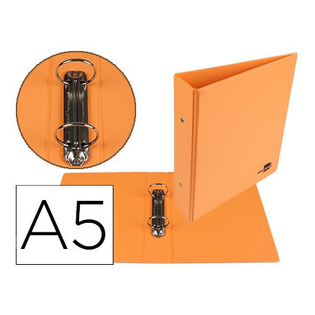 CARPETA DE 4 ANILLAS 40 MM MIXTAS LIDERPAPEL A5 CARTON FORRADO PVC NARANJA
