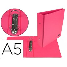 CARPETA DE 4 ANILLAS 40 MM MIXTAS LIDERPAPEL A5 CARTON FORRADO PVC FUCSIA