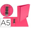 CARPETA DE 4 ANILLAS 40 MM MIXTAS LIDERPAPEL A5 CARTON FORRADO PVC FUCSIA