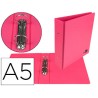CARPETA DE 4 ANILLAS 40 MM MIXTAS LIDERPAPEL A5 CARTON FORRADO PVC FUCSIA