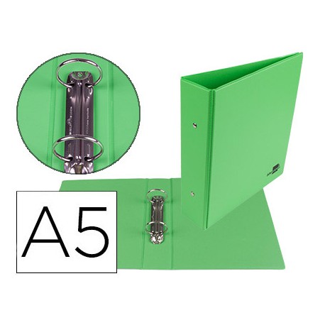 CARPETA DE 4 ANILLAS 40 MM MIXTAS LIDERPAPEL A5 CARTON FORRADO PVC VERDE