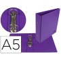 CARPETA DE 4 ANILLAS 40 MM MIXTAS LIDERPAPEL A5 CARTON FORRADO PVC VIOLETA