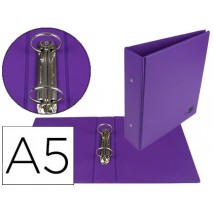CARPETA DE 4 ANILLAS 40 MM MIXTAS LIDERPAPEL A5 CARTON FORRADO PVC VIOLETA