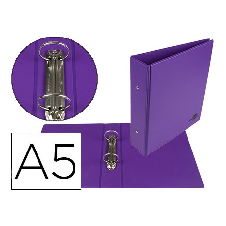 CARPETA DE 4 ANILLAS 40 MM MIXTAS LIDERPAPEL A5 CARTON FORRADO PVC VIOLETA