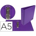 CARPETA DE 4 ANILLAS 40 MM MIXTAS LIDERPAPEL A5 CARTON FORRADO PVC VIOLETA